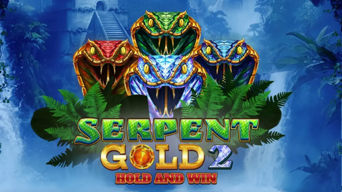 Tampilan visual slot Serpent Gold 2: Hold and Win dengan tema hutan dan ular emas