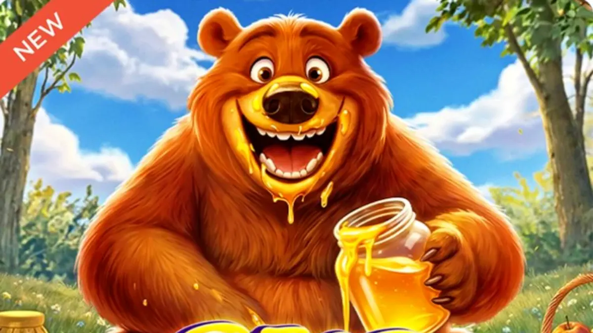 Beruang grizzly ramah di latar belakang hutan dalam slot Bear Crazy